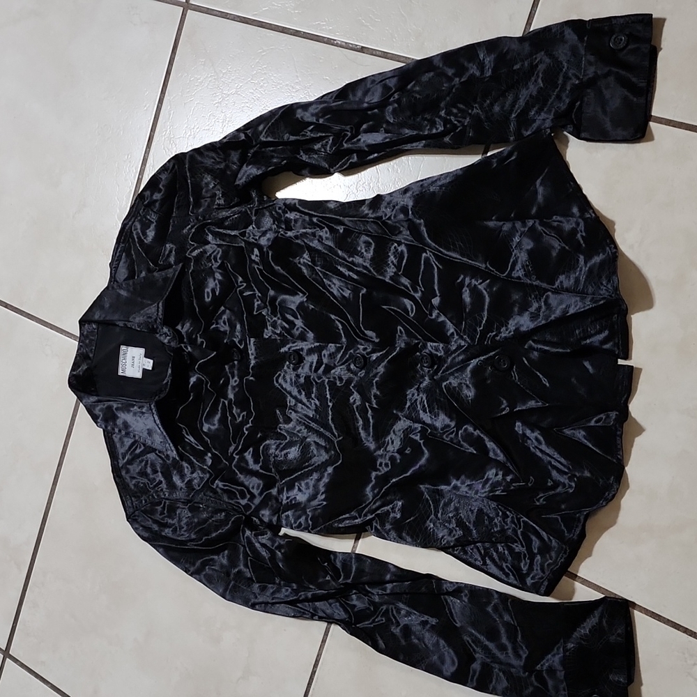 Moschino Jeans Satin Button Up Rose Shirt - Size 6